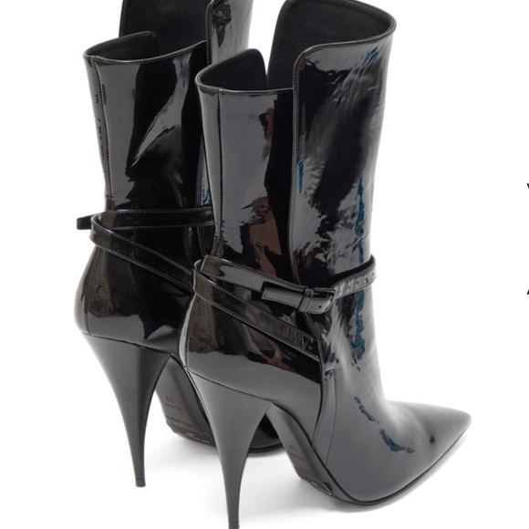 NIB Saint Laurent Kiki patent booties heels boots - Picture 4 of 9